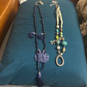 Chico's Blue and Turquoise Beaded Necklace Set